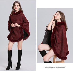 Velvet Warm Knitted O Neck Fur Coat