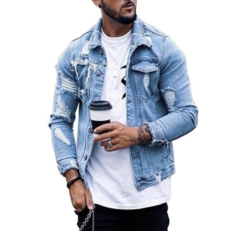 Casual Denim Ripped Jean Jacket