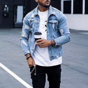 Casual Denim Ripped Jean Jacket