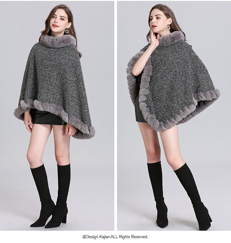 Velvet Warm Knitted O Neck Fur Coat