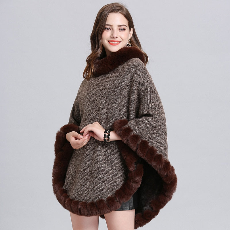 Velvet Warm Knitted O Neck Fur Coat