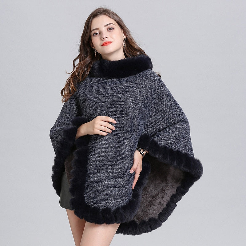 Velvet Warm Knitted O Neck Fur Coat