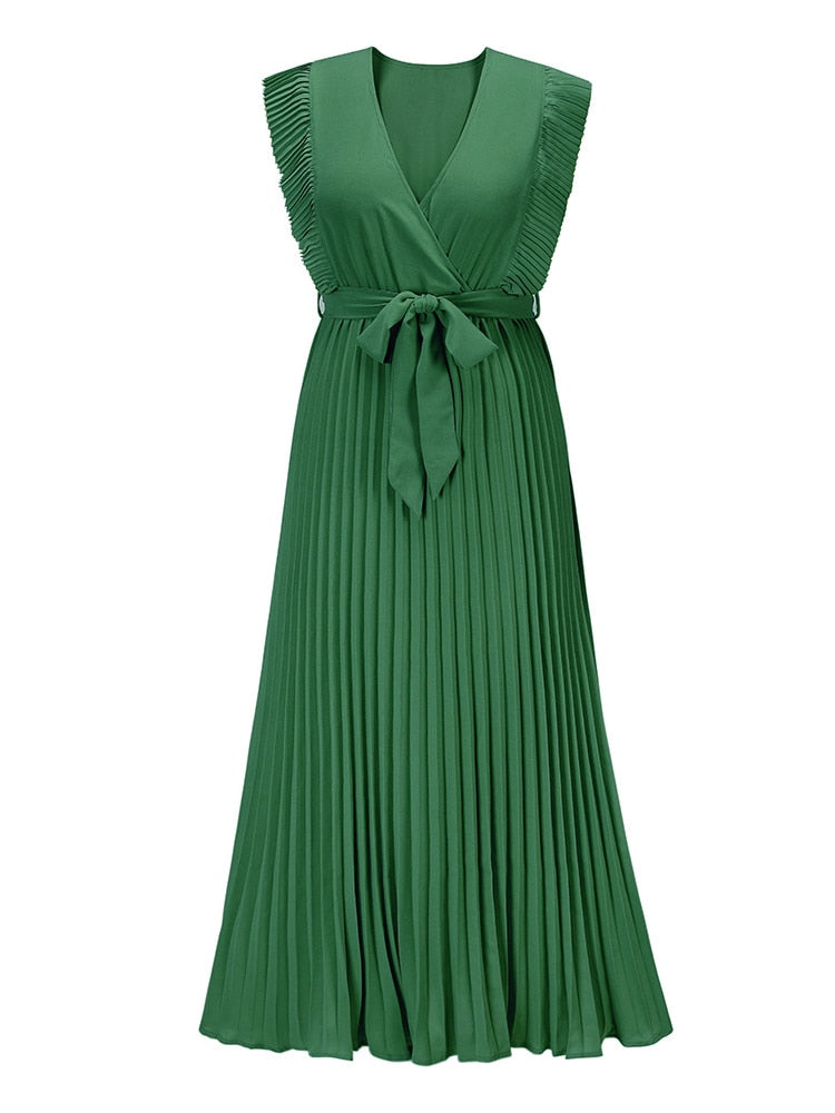 Fashion Sleeveless Long Dress V neck