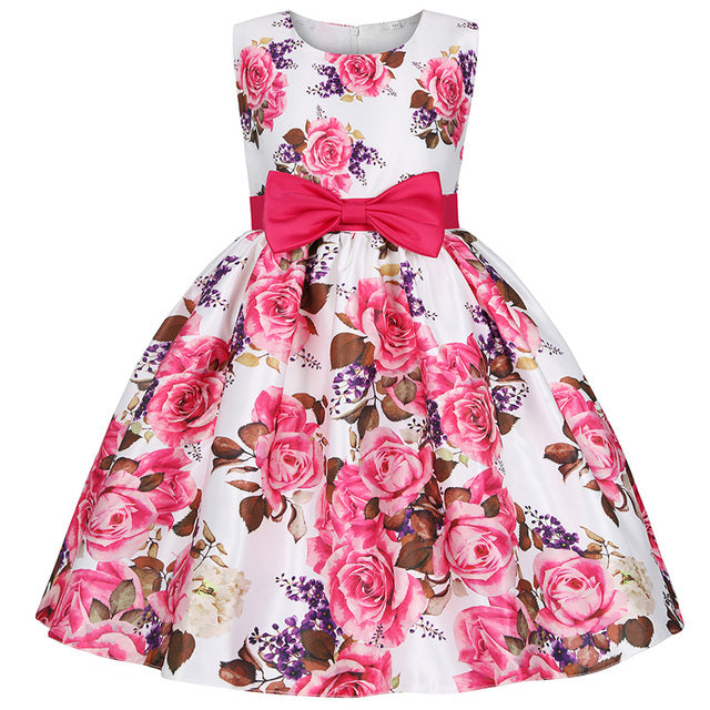 Flower Dresses for Girls with Bow