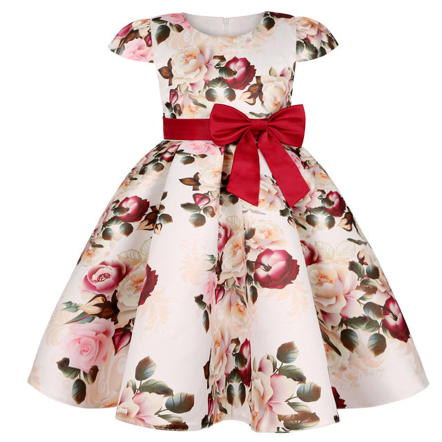 Flower Dresses for Girls with Bow