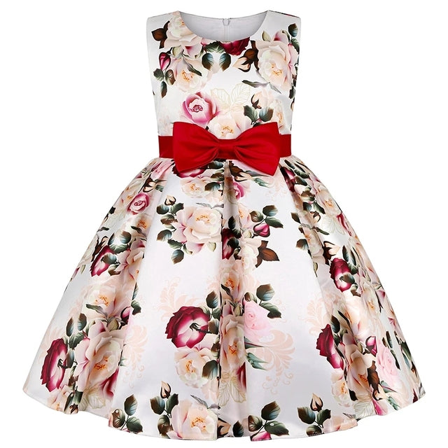 Flower Dresses for Girls with Bow