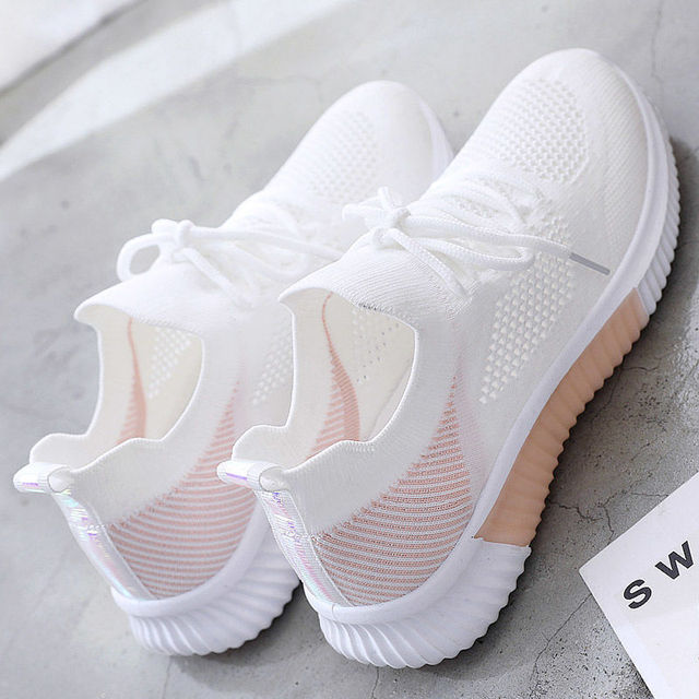 women new breathable white sneakers